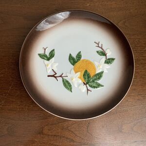 Orchard Ware Orange Blossom Brown & White Appetizer Plates Lot of 2 70's MCM